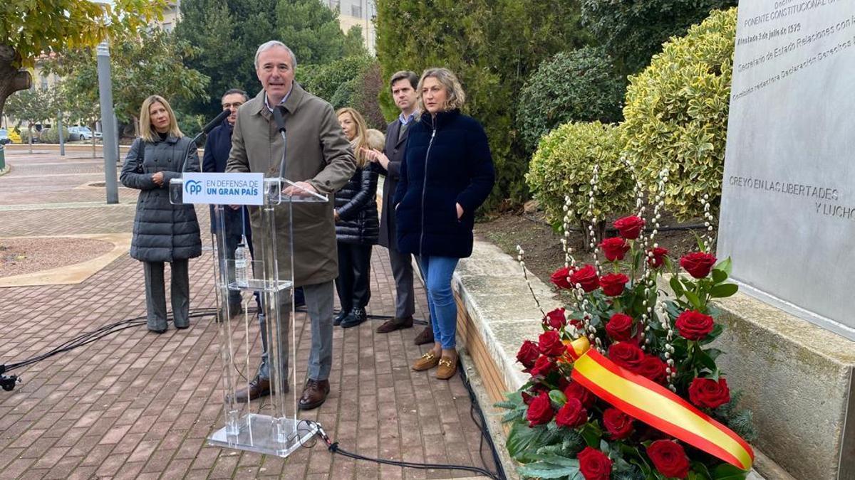 El presidente del PP en Aragón Jorge Azcón, en Tarazona, donde ha anunciado la petición del pleno extraordinario.