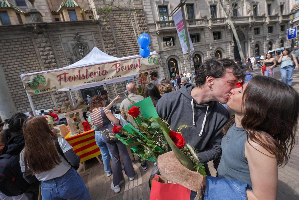 Celebración del día de Sant Jordi en Barcelona