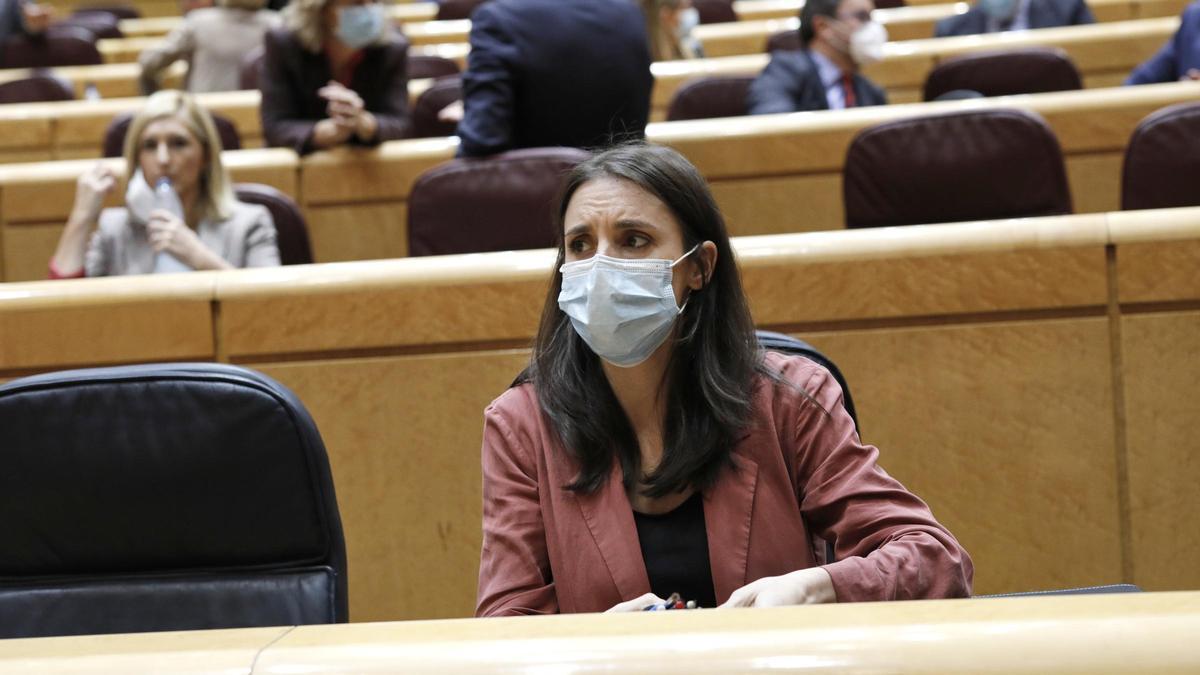 La ministra de Igualdad, Irene Montero, en el Senado.