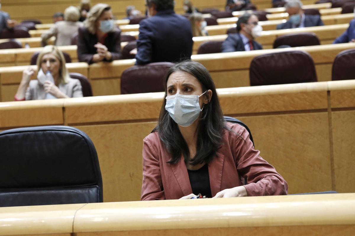 La ministra de Igualdad, Irene Montero, en el Senado.