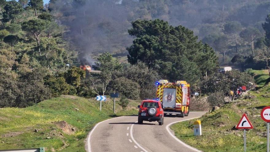 Un incendio calcina un coche en la carretera CO-3408