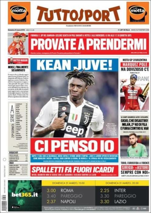 Portada TUTTOSPORT domingo 31 de marzo de 2019