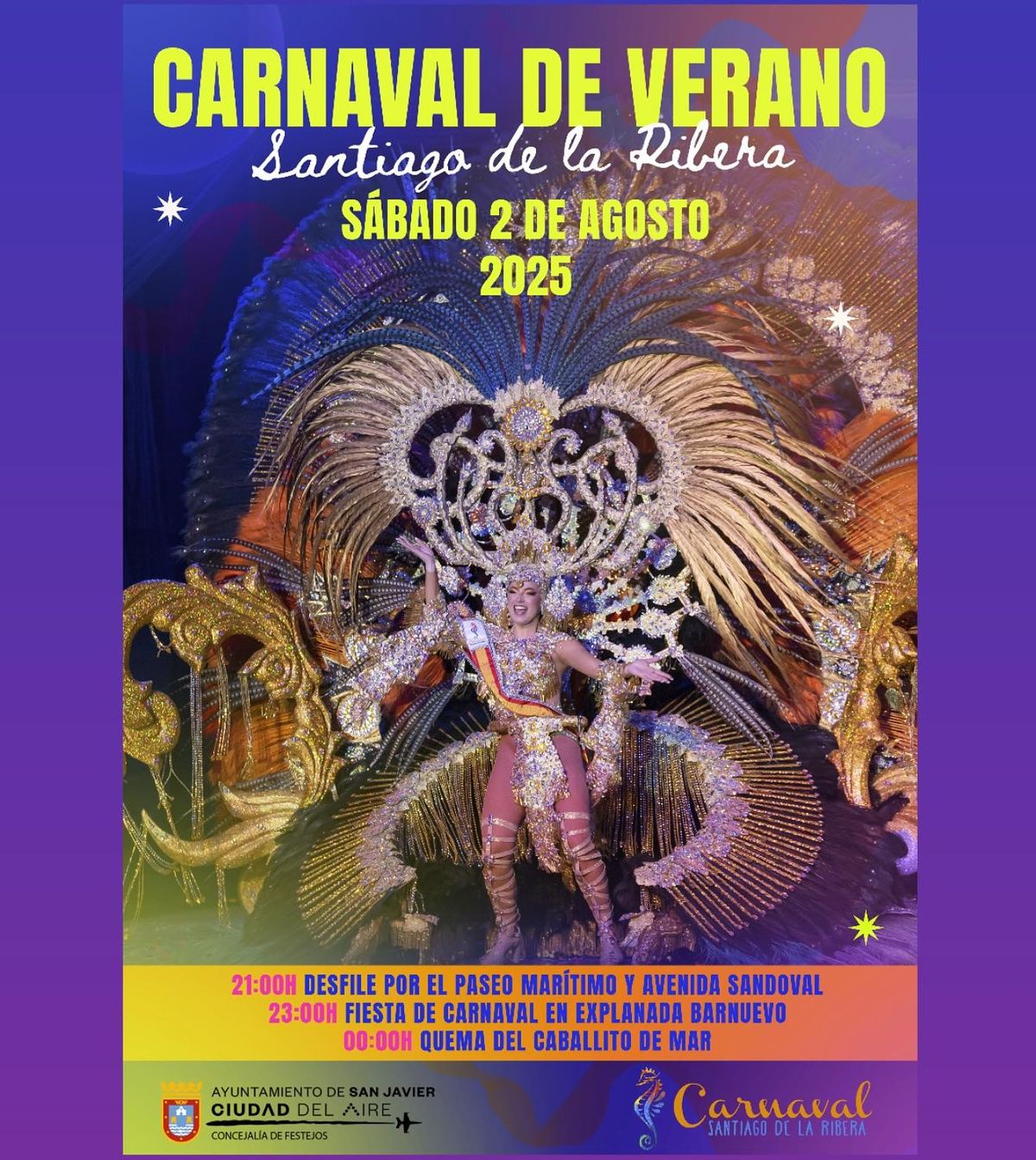 Cartel del Carnaval de verano de Santiago de la Ribera 2025.