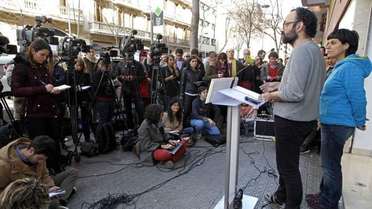 Roda de premsa de la CUP per valorar l’acord amb Junts pel Sí.