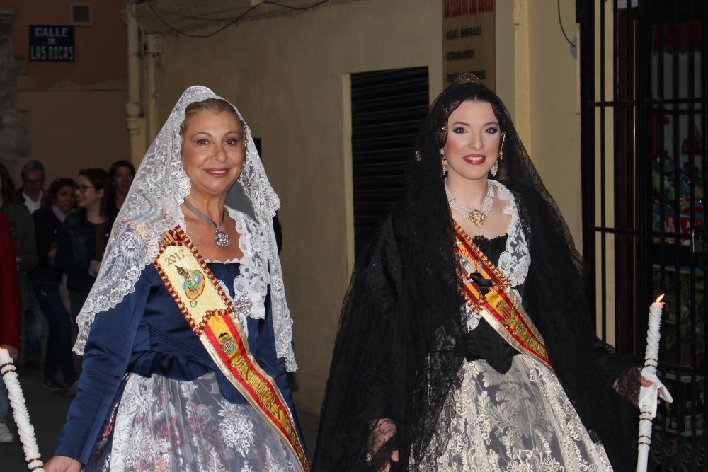 Procesión del Altar del Carmen. Las falleras mayores de 2017 de la Agrupación.