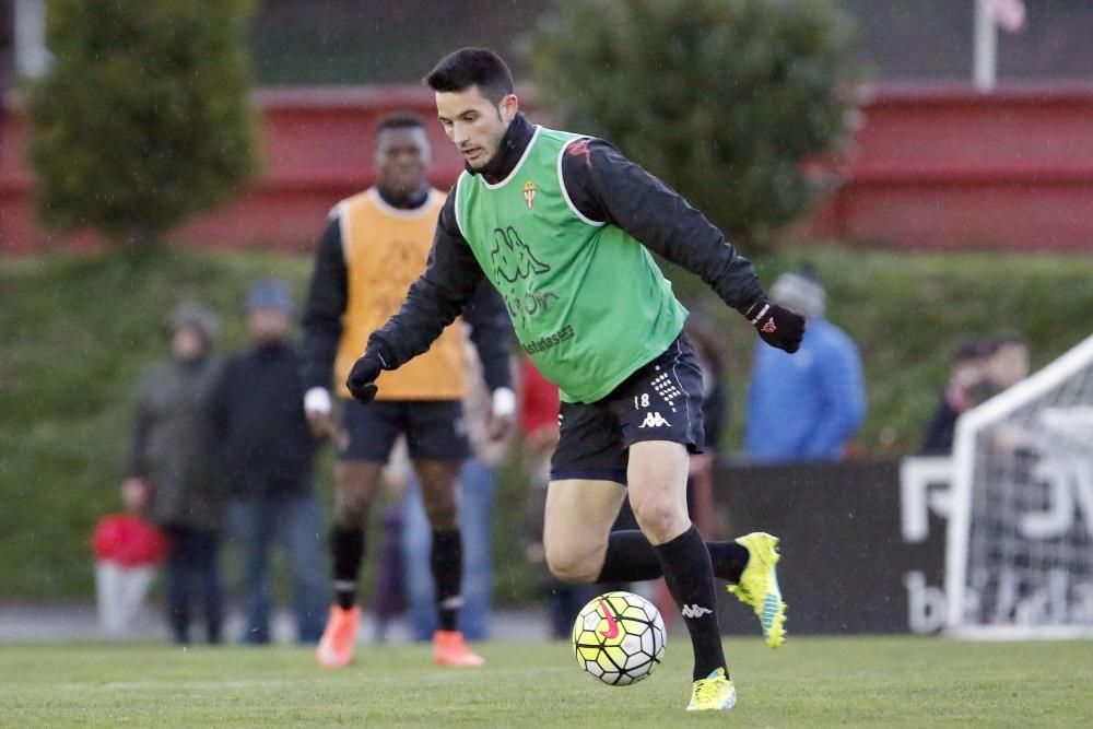 Entrenamiento del Sporting antes del partido contra el Athletic