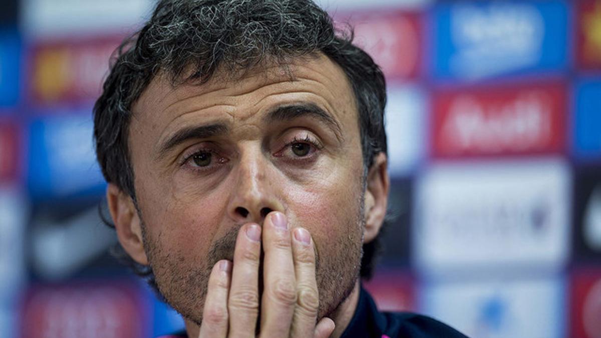 Luis Enrique, en la sala de prensa.