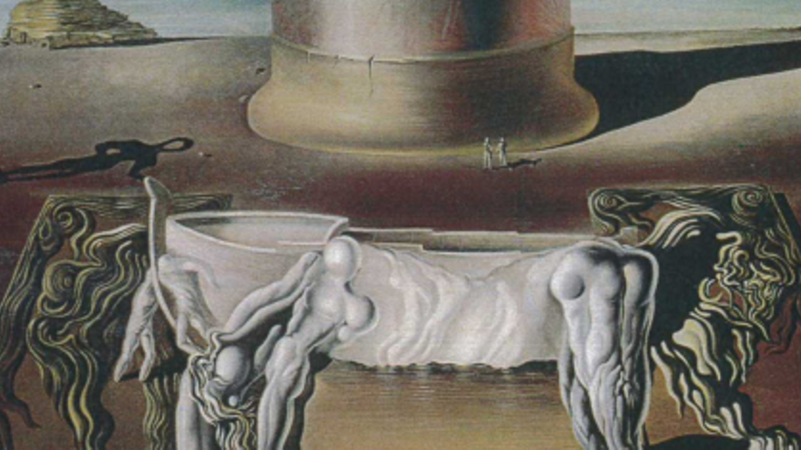 Detall de Salvador Dalí, Dormeuse, cheval, lion invisibles, 1930