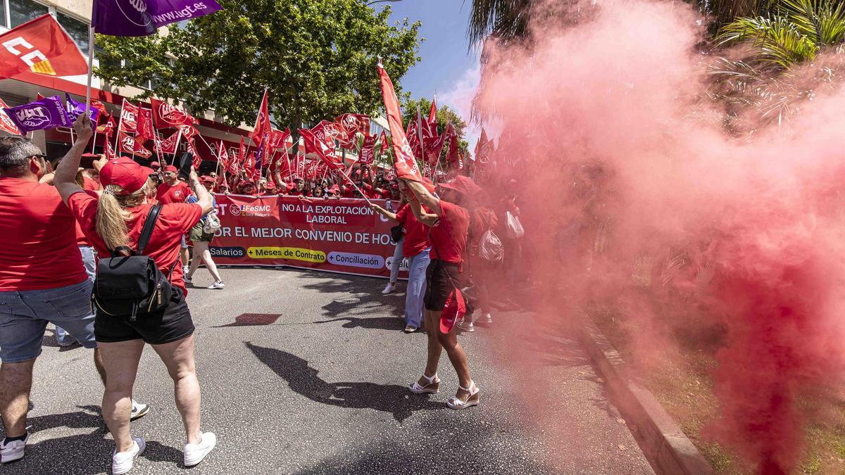 Protesta celebrada el pasado viernes por el bloqueo en la negociación del convenio