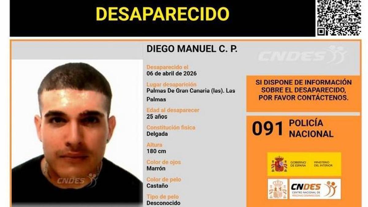 Buscan a un joven de 25 años desaparecido en Las Palmas de Gran Canaria