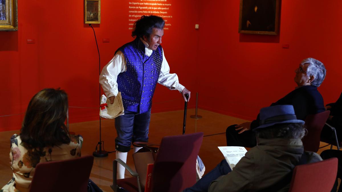 Así hablaba Goya en la visita teatralizada de la exposición del pintor de Fuendetodos en la Lonja de Zaragoza