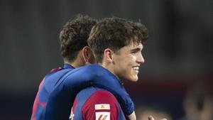 Cubarsí sonriente al finalizar el partido de liga entre el Barça y el Mallorca.