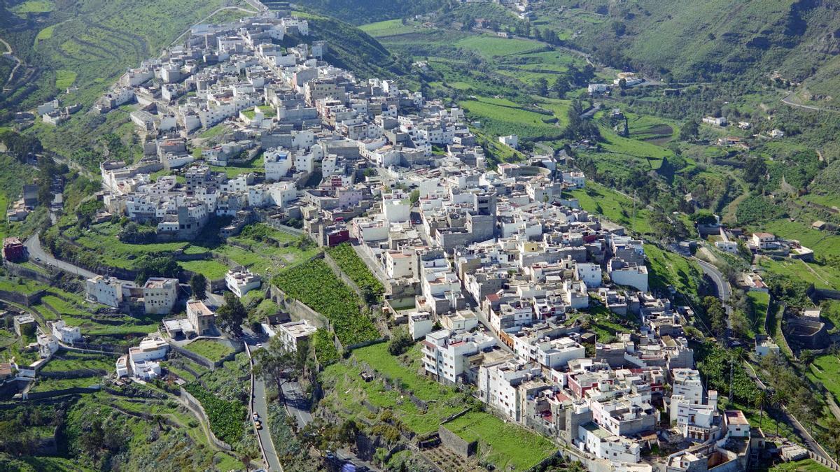 Vista aérea del núcleo de Tenoya en 1990.