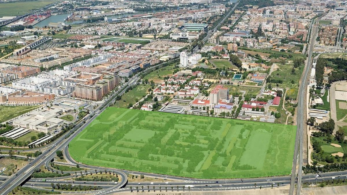 Foto aérea Regimiento de Artillería Sevilla.