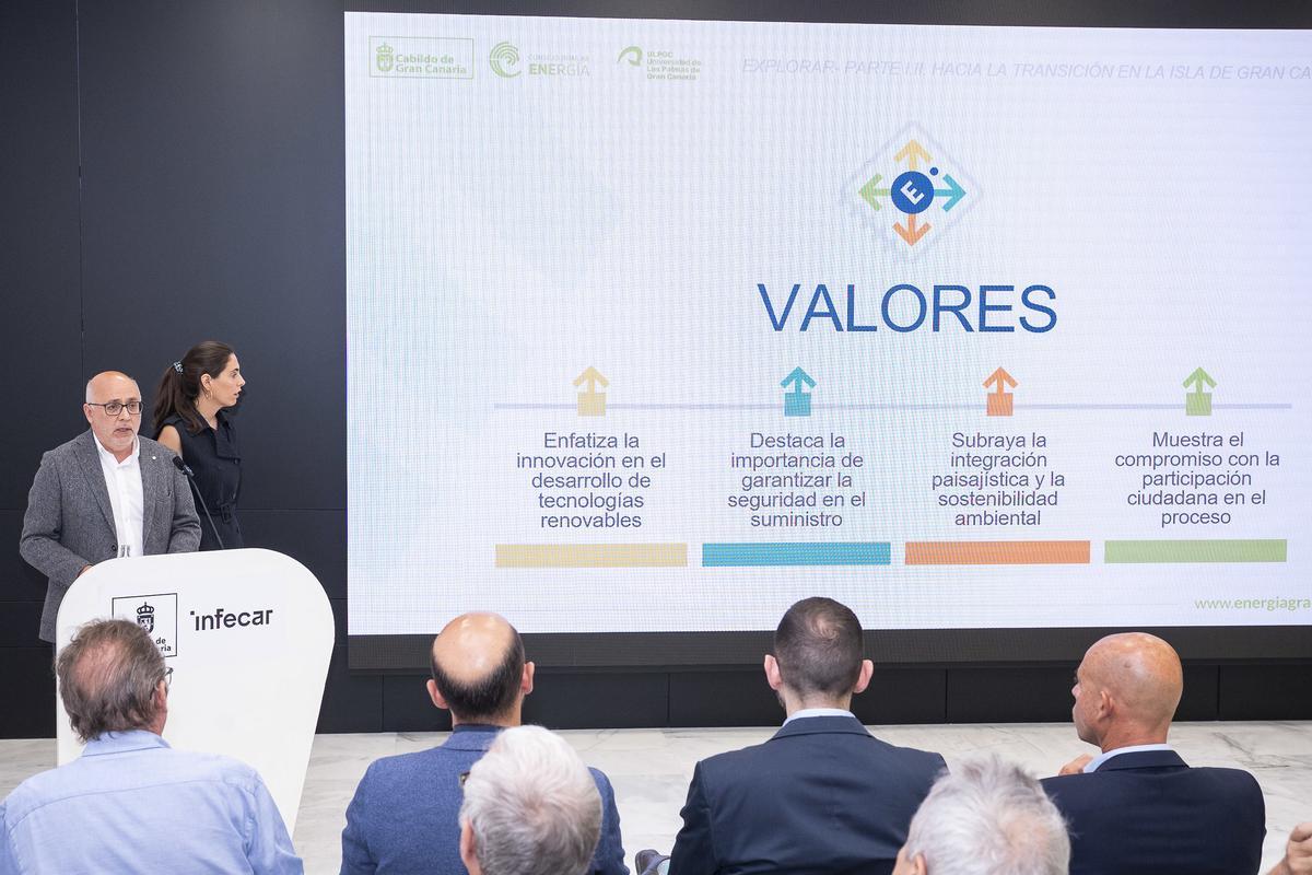 Antonio Morales y la investigadora Beatríz del Río Gamero, este martes, en la presentación de la Agenda de Transición Energética.