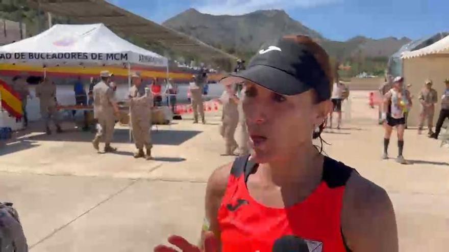 Ana Isabel Cánovas, alegre tras ganar la ruta de las Fortalezas de Cartagena en la categoría femenina