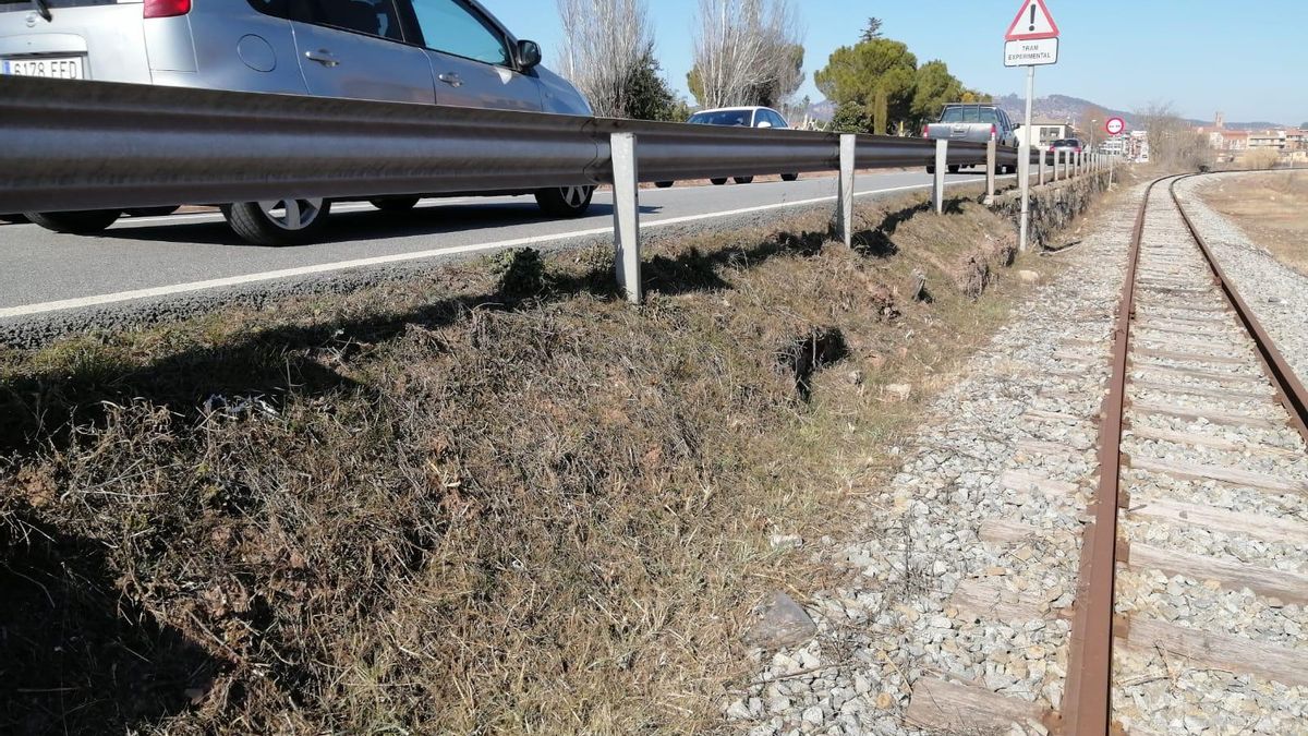 Traçat de l'antiga línia de la potassa de Sallent a l'entrada a Santpedor