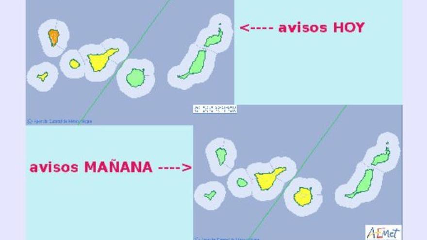 Avisos de la Aemet publicados este miércoles.