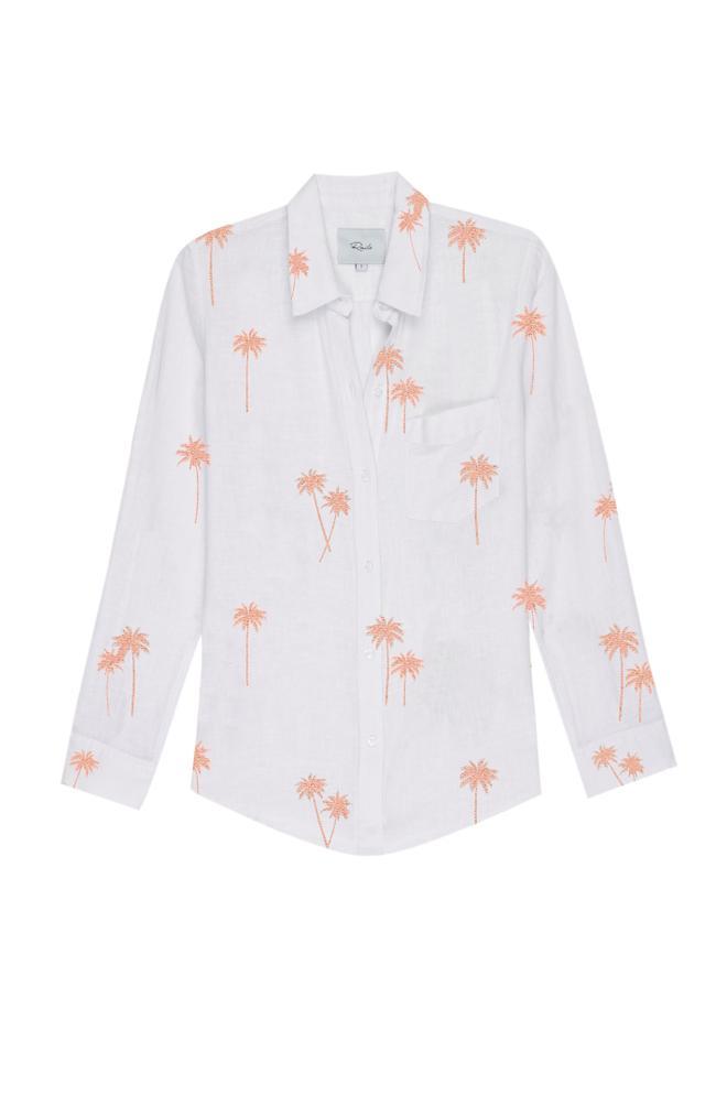 Camisa de lino con estampado de palmeras de la firma californiana Rails que Paula Echevarría ha llevado en la sabana del Másai Mara
