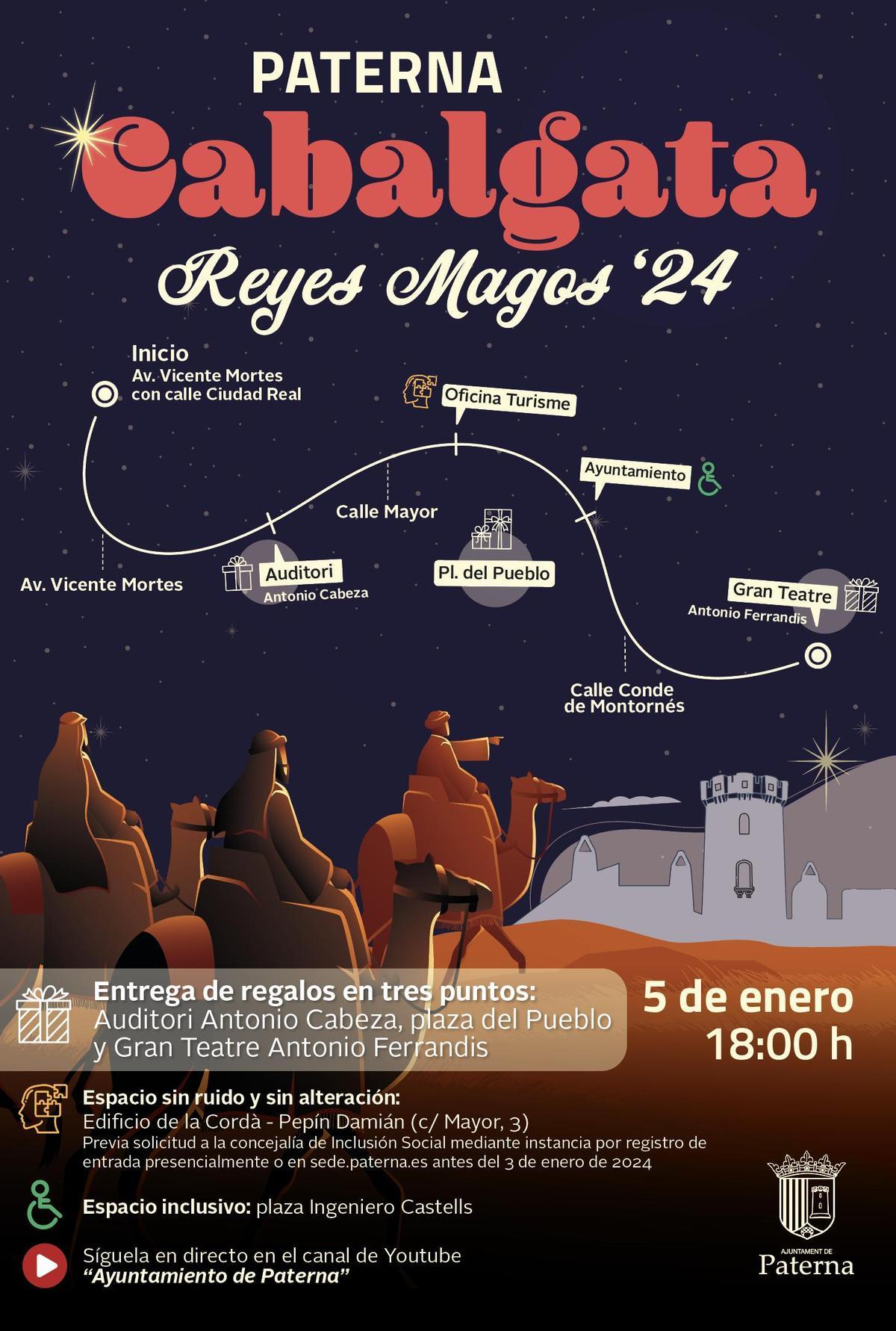 Cartel  de la Cabalgata de Reyes de Paterna 2024.