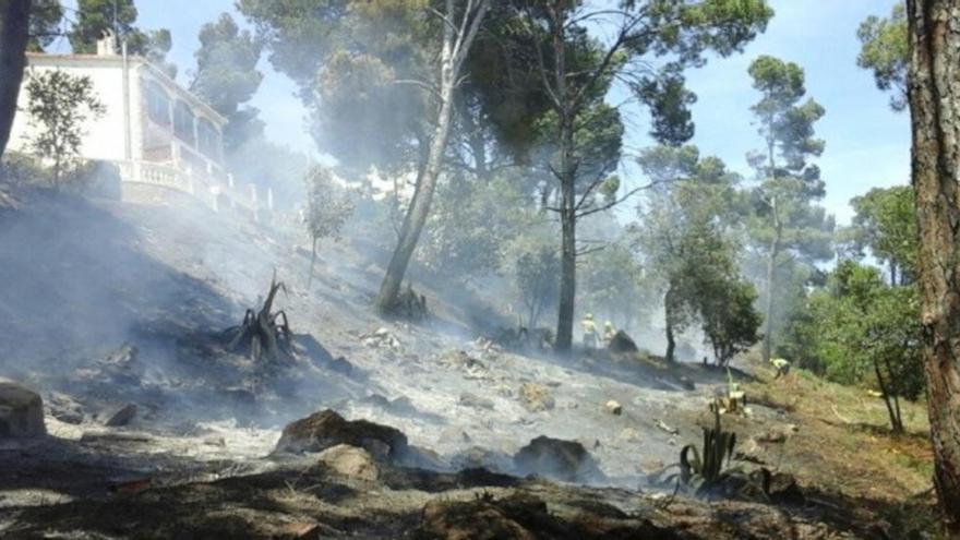 Un incendi crema 1.700 metres quadrats de vegetació forestal a Pals