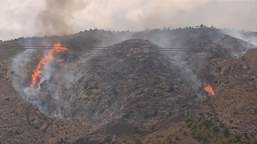 Controlan el incendio forestal en la zona montañosa de Puça de Petrer