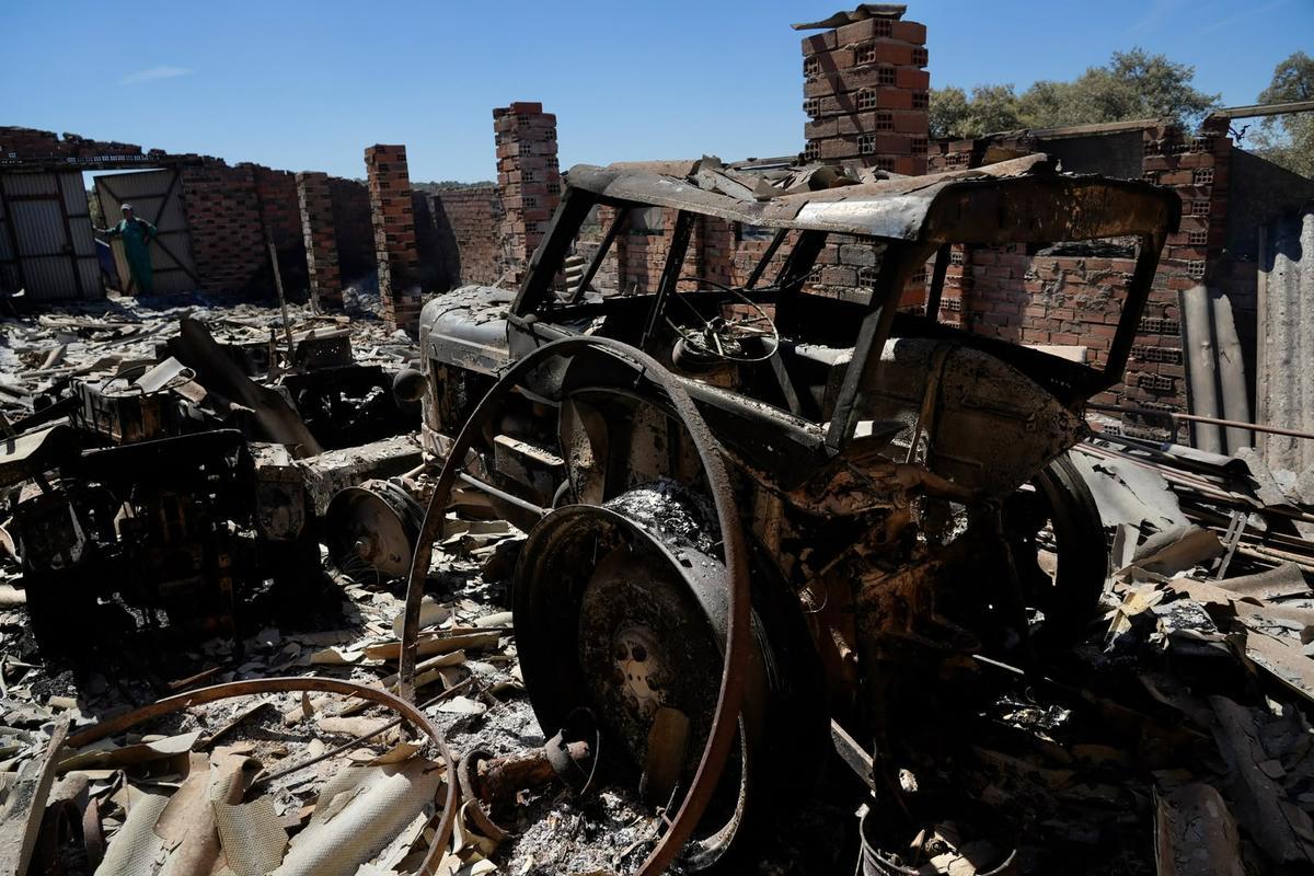 GALERÍA | El paso del fuego por Mámoles arrasa la explotación de Alfredo Fernándes