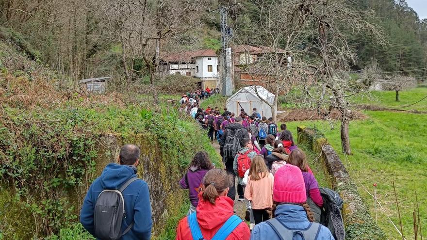 El paseo a la vera del río de casi 200 escolares de Salas para fortalecer la convivencia