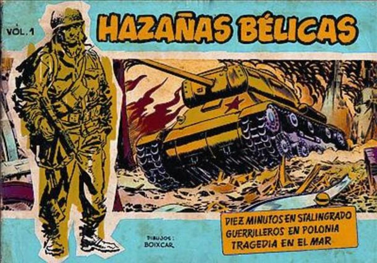 DE LA POSTGUERRA AL SEGLE XXI 3 Còmics originals amb soldats nord-americans a la portada, que a les ’Nuevas Hazañas bélicas’ es converteixen en un feixista i un milicià.