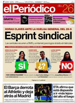 Portada d’’El Periódico’ 26/09/2010