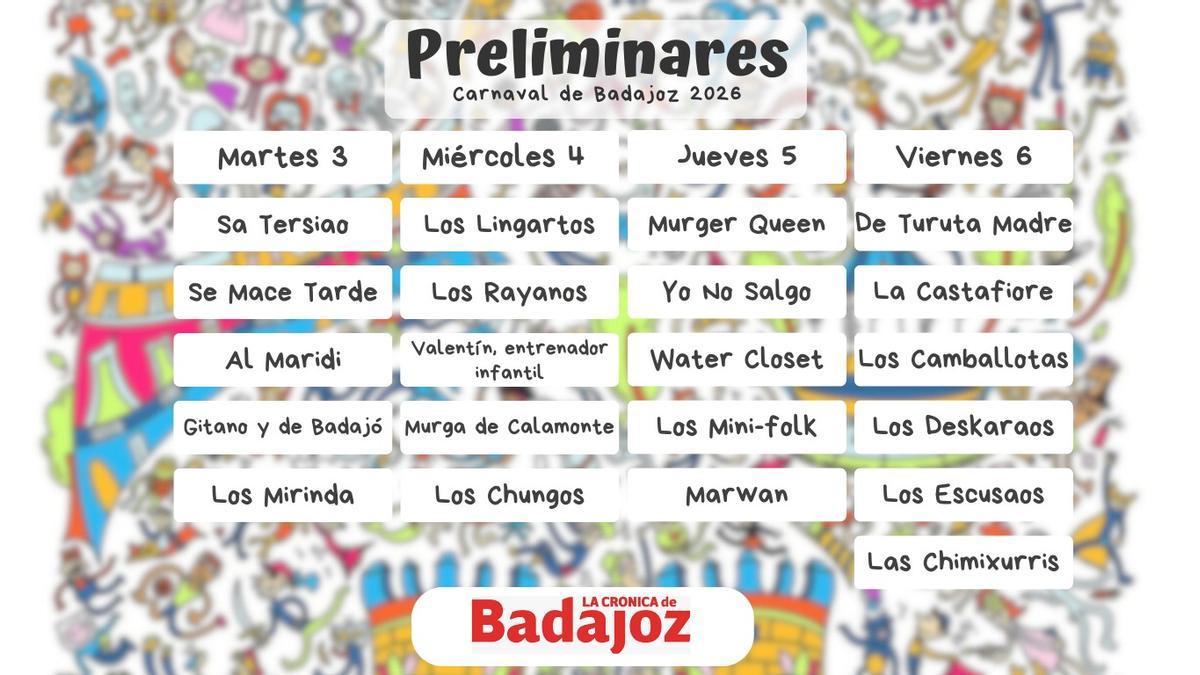 Cartel de las preliminares del Concurso de Murgas 2026.