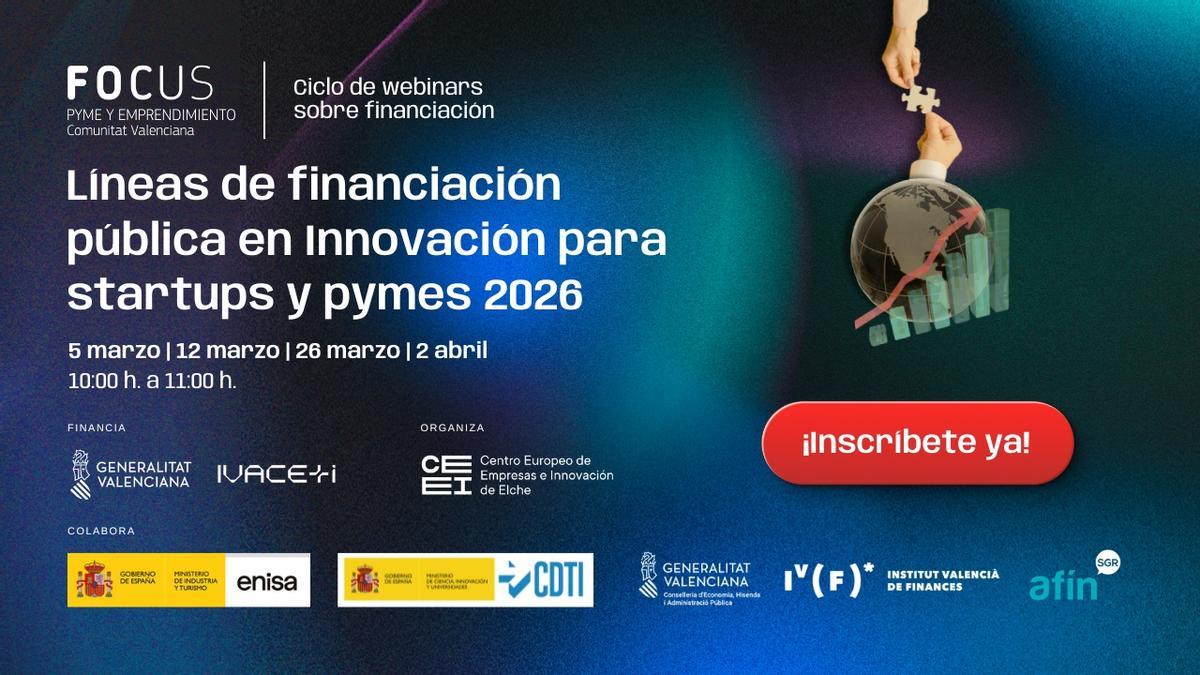 Cartel de presentación del ciclo de webinars del CEEI de Elche