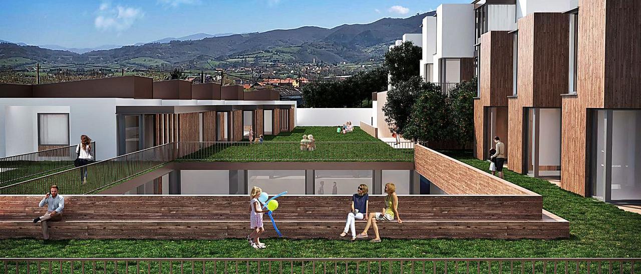 Infografía del proyecto de “cohousing” previsto en Llanera. | R. A. I.