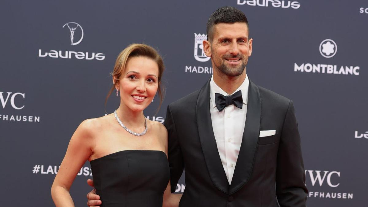 Novak Djokovic, junto a su mujer, Jelena Djokovic, en la alfombra roja de los Premios Laureus 2024