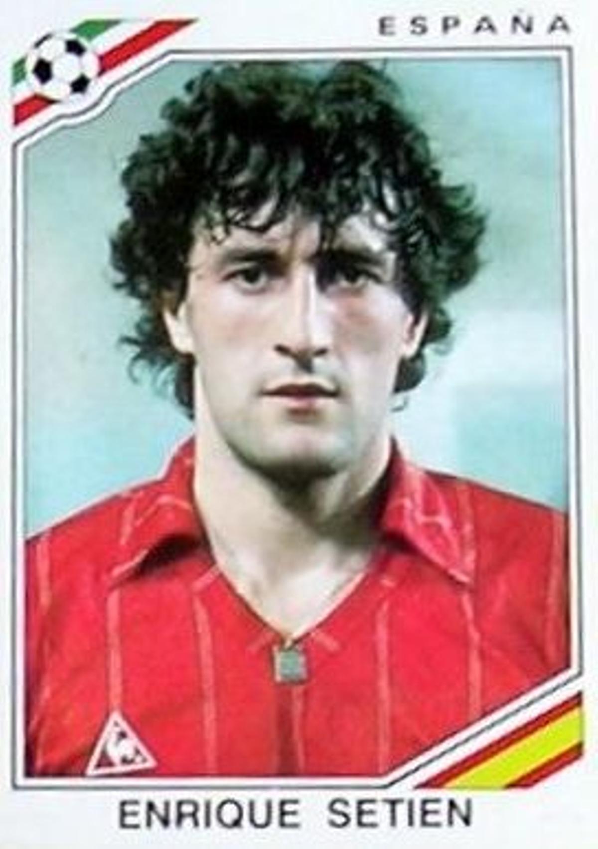 Quique Setién tuvo su propio cromo mundialista de Panini de la selección española.