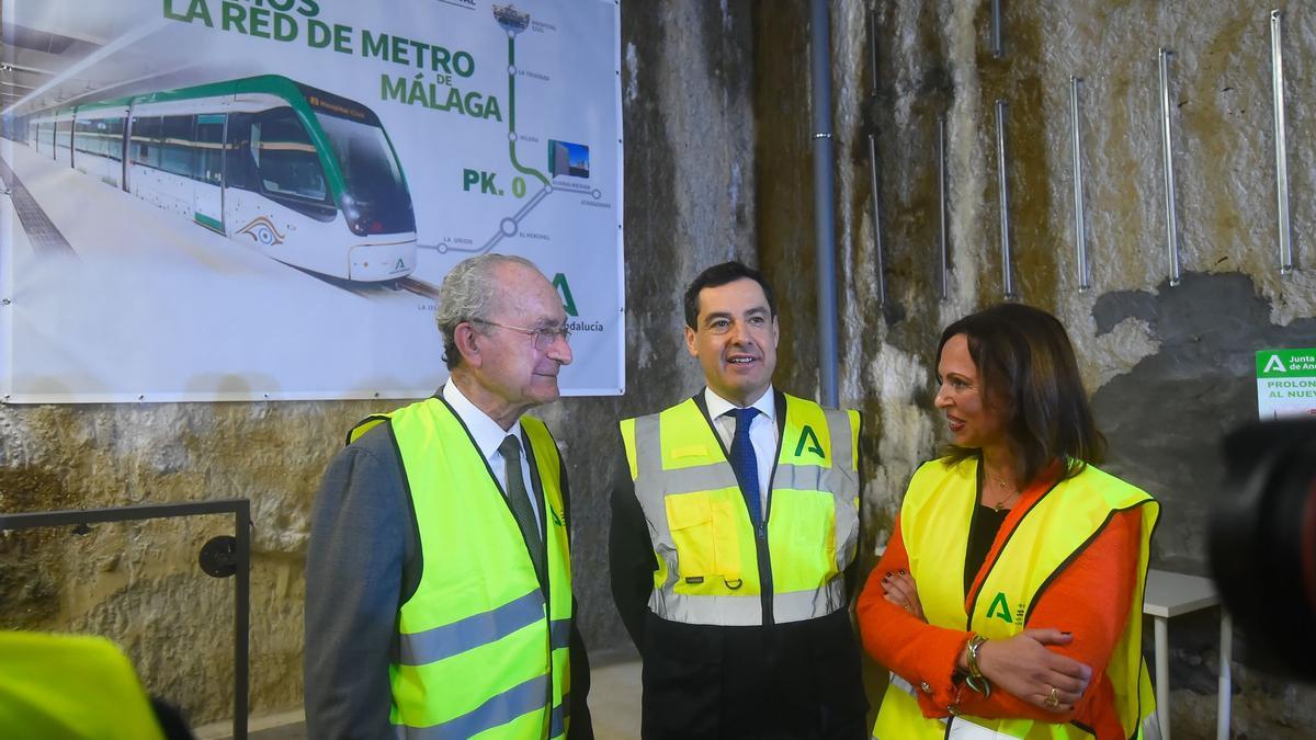 Acto de colocación de la primera piedra de las obras de ampliación de la Línea 2 del metro de Málaga.