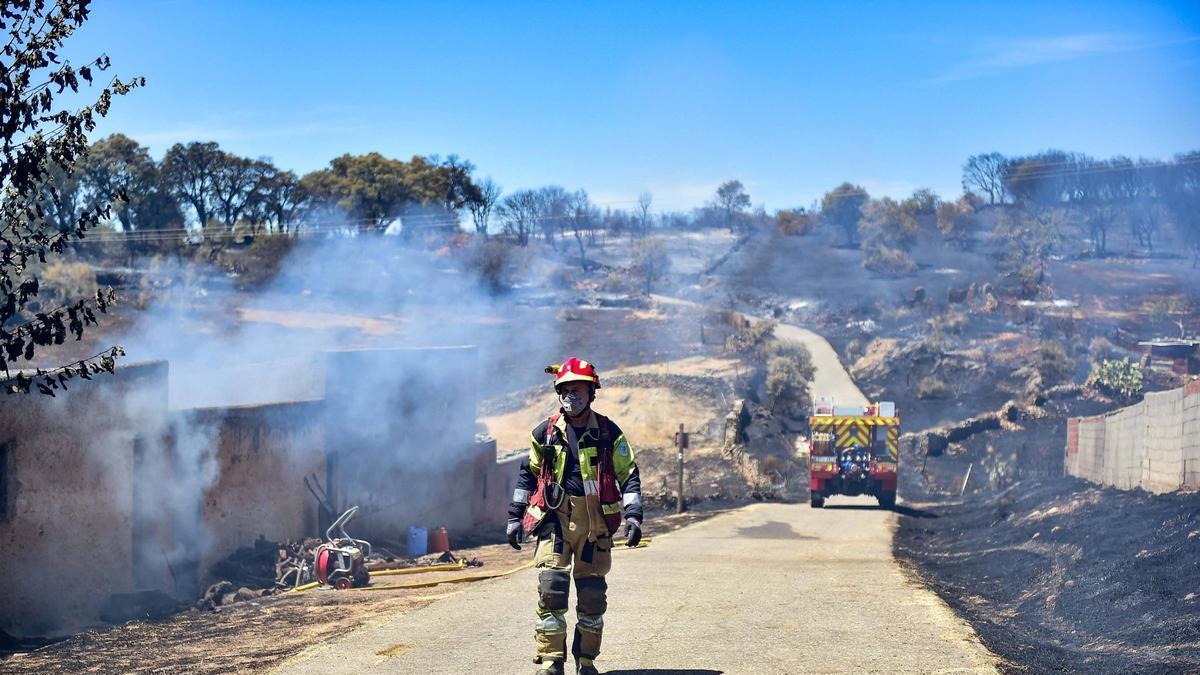 INCENDIO FORESTAL EXTREMADURA | La vuelta a Casas de Millán (Cáceres) tras el incendio: «Nos hemos venido abajo al ver cómo ha quedado»