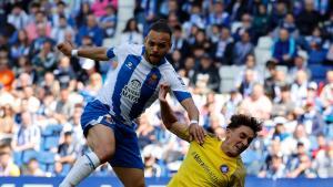 Acción durante el partido entre el RCD Espanyol y el Andorra