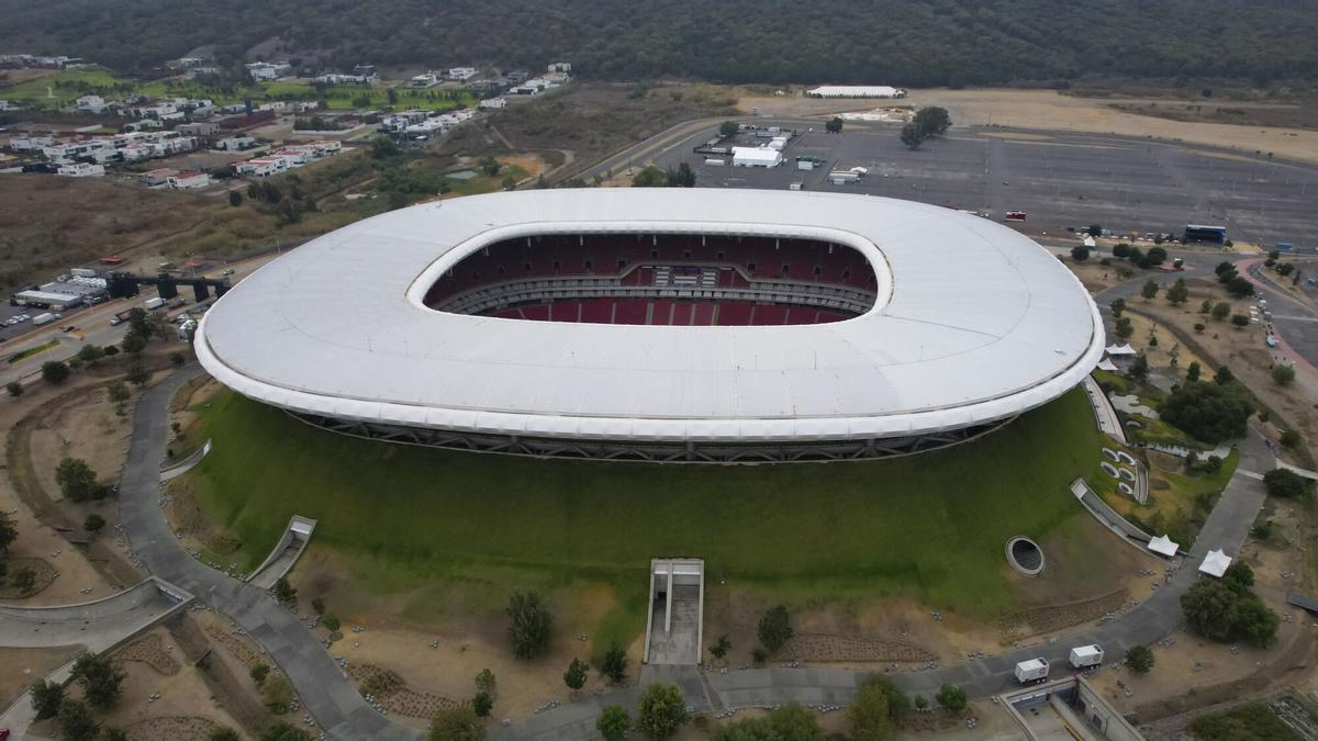 Fotografía aérea del estadio Akron, en Guadalajara, Jalisco (México).