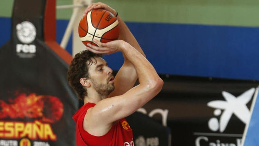 Pau Gasol, en un entrenamiento con la selección