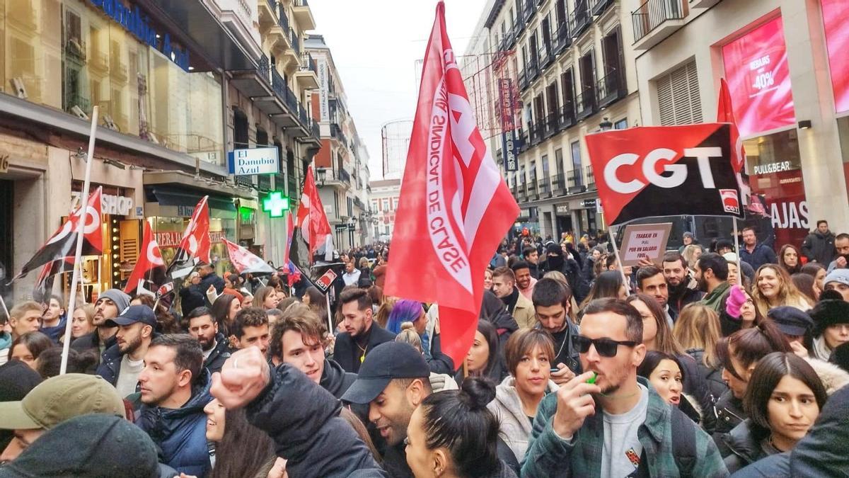 Manifestación de los trabajadores de Inditex en Madrid, el pasado mes de enero.