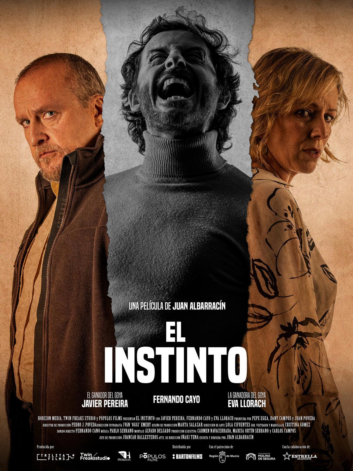 El precartel de ‘El Instinto’ con Javier Pererira, Fernando Cayo y Eva Llorach.