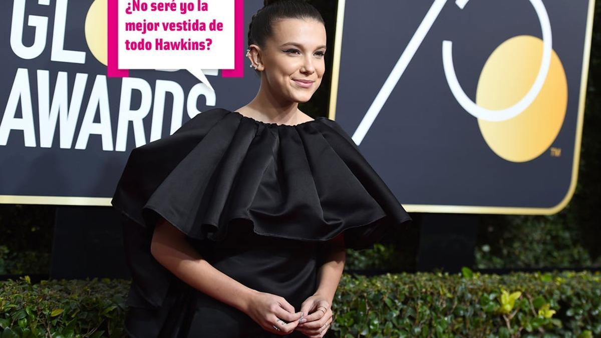 Millie Bobby Brown en la alfombra roja de los Globos de Oro