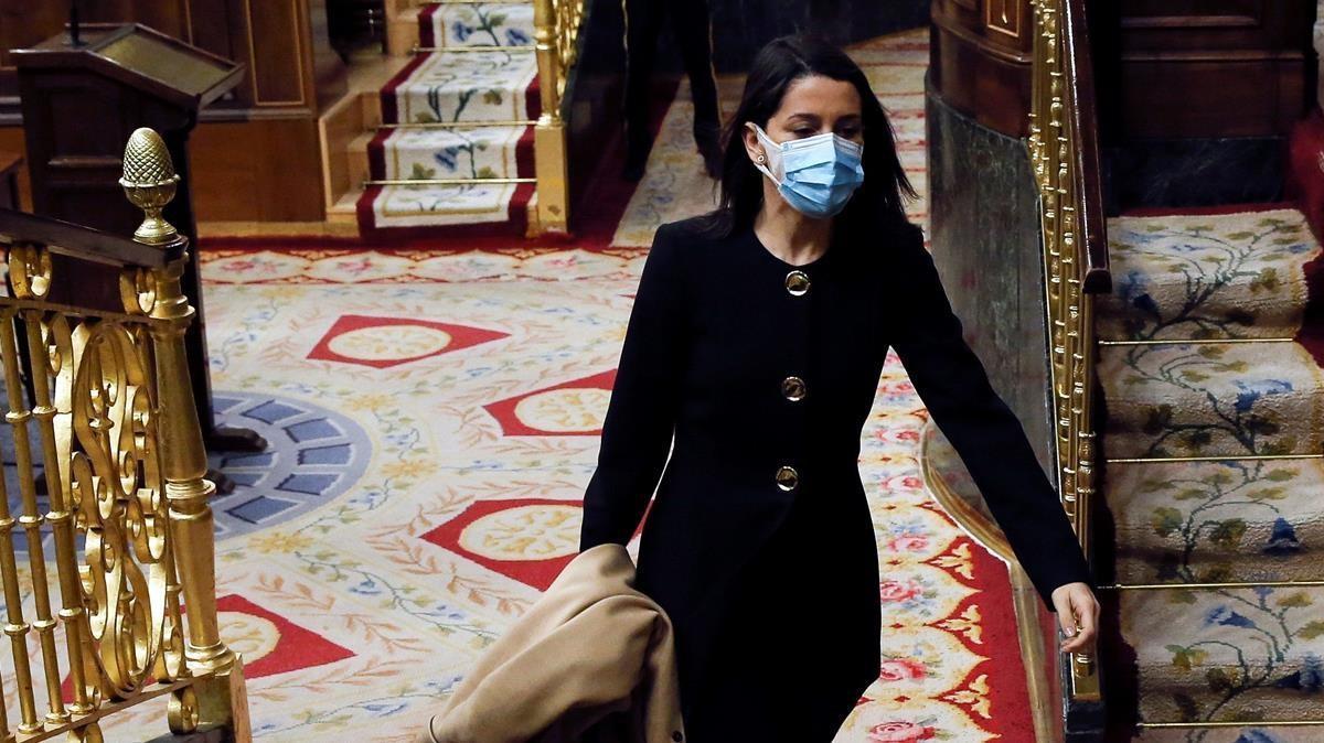 La líder de Ciudadanos, Inés Arrimadas, en el Congreso.