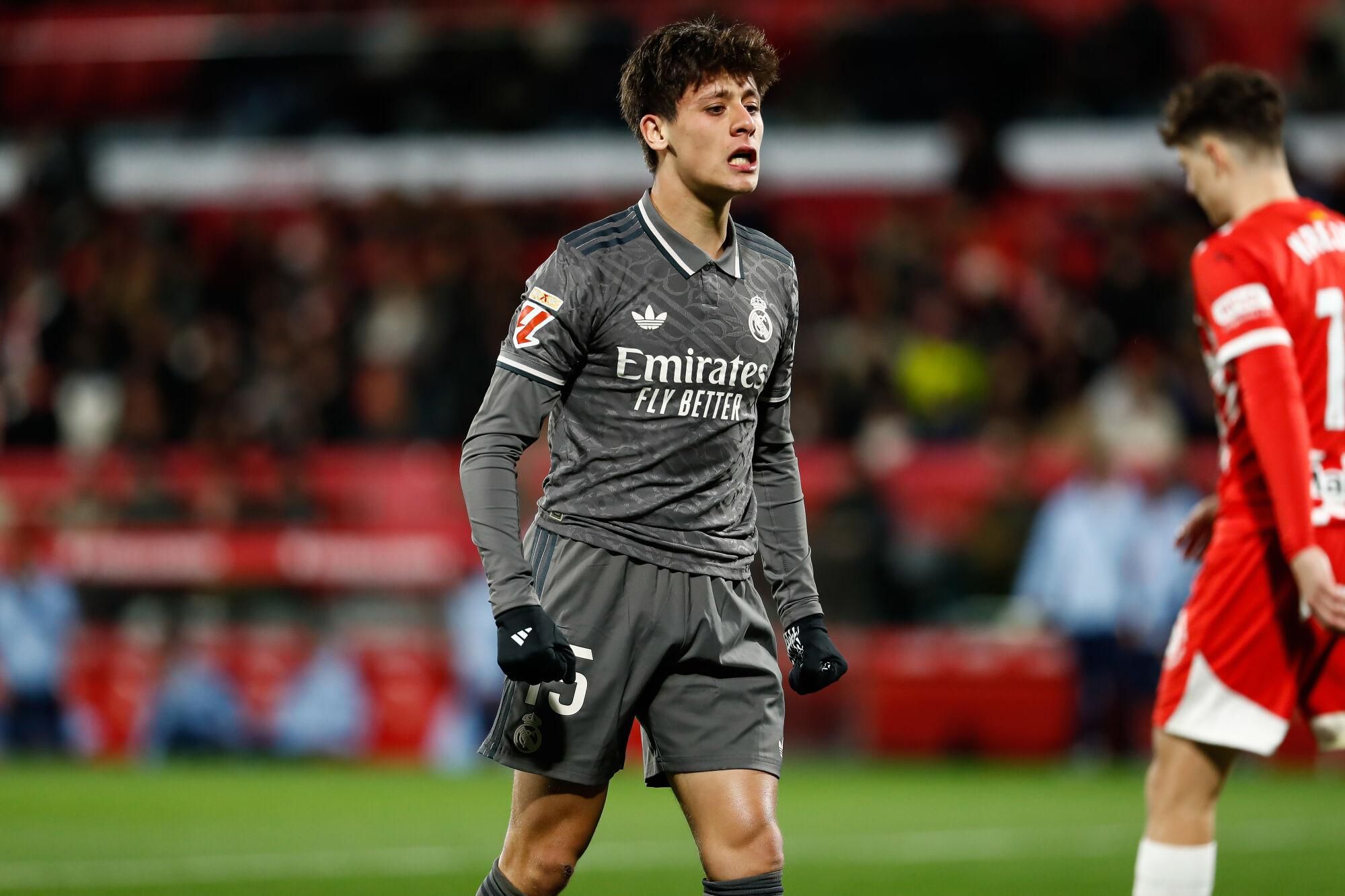 Arda Guler of Real Madrid celebrates a goal during the Spanish league, La Liga EA Sports, football match played between Girona FC and Real Madrid at Estadio de Montilivi on December 7, 2024 in Girona, Spain. AFP7 07/12/2024 ONLY FOR USE IN SPAIN. Irina R. Hipolito / AFP7 / Europa Press;2024;SPORT;ZSPORT;SOCCER;ZSOCCER;Girona FC v Real Madrid - La Liga EA Sports;