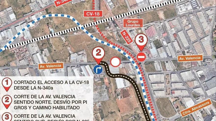 Plano para sortear el conflictivo corte al tráfico de la avenida València de Castelló