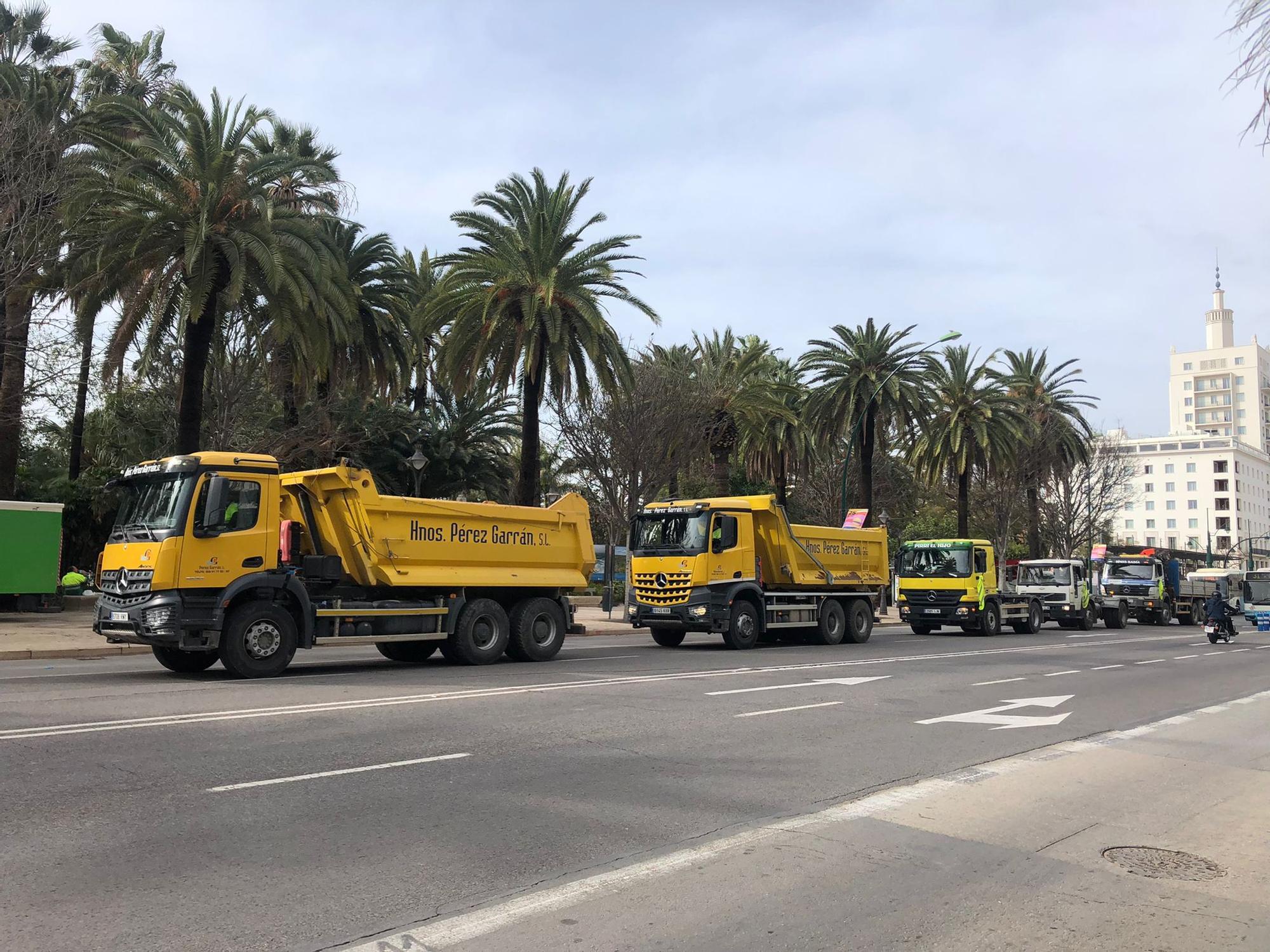 Protesta de los camioneros por el Centro de Málaga