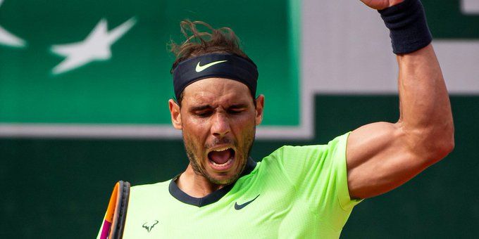 Nadal celebra su victoria ante Djokovic.