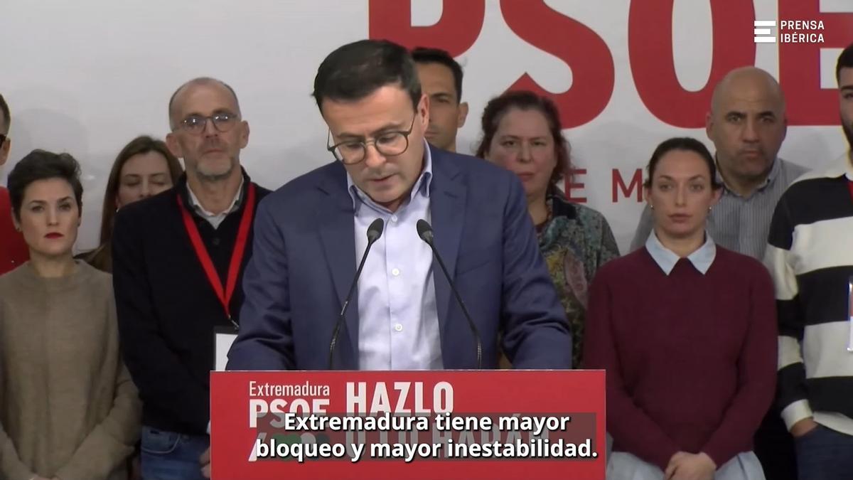 Gallardo reconoce un resultado "muy malo" para el PSOE en Extremadura, pero no dimite