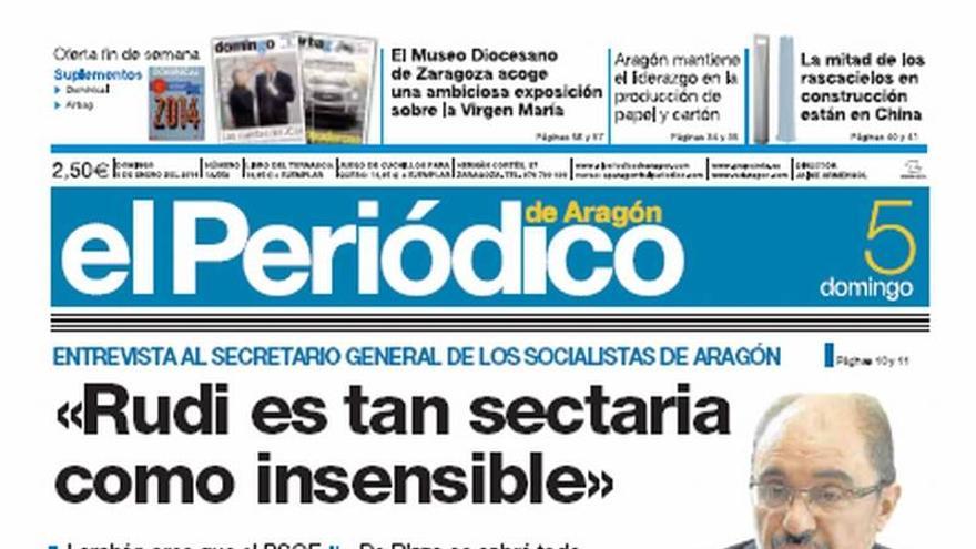 &quot;Rudi es tan sectaria como insensible&quot; en la portada de EL PERIÓDICO DE ARAGÓN